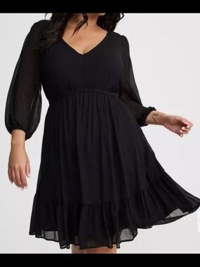 Torrid Mini Chiffon Tiered Babydoll Dress Black Size 2
